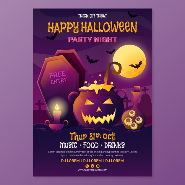 Vertikale Flyer-Vorlage für Halloween mit Farbverlauf