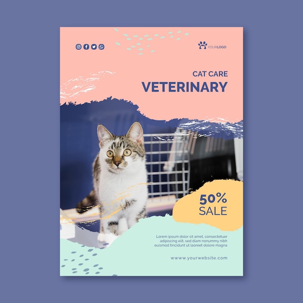 Vertikale flyer-vorlage für veterinärmedizin