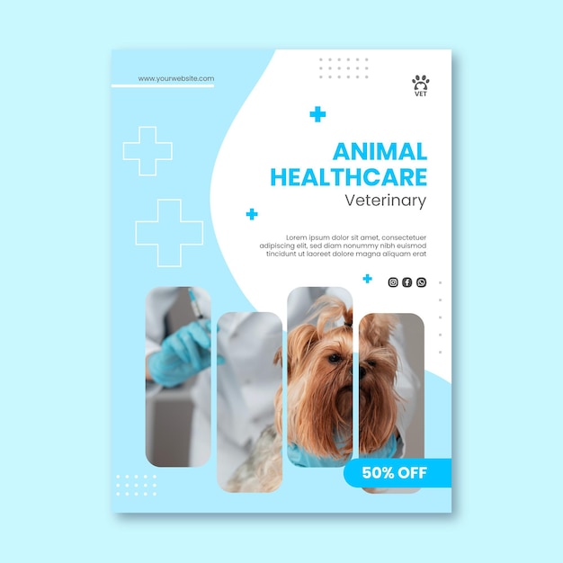 Vertikale flyer-vorlage für veterinärmedizin