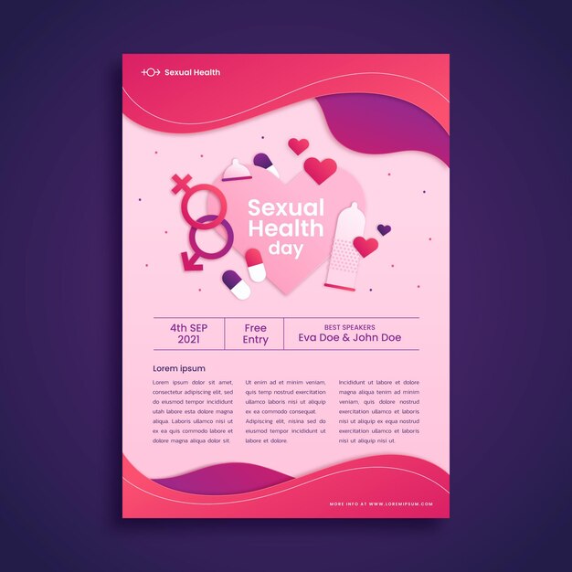 Kostenloser Vektor vertikale flyer-vorlage zum welttag der sexuellen gesundheit im papierstil