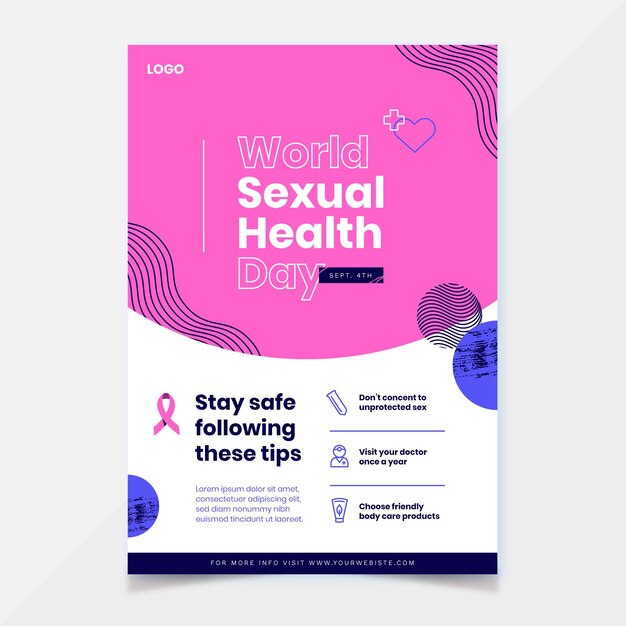 Vertikale Flyer-Vorlage zum Welttag der sexuellen Gesundheit