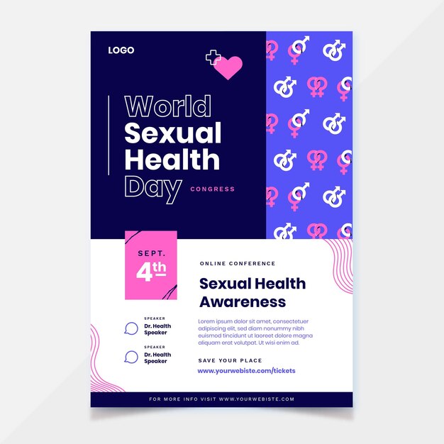 Vertikale Flyer-Vorlage zum Welttag der sexuellen Gesundheit