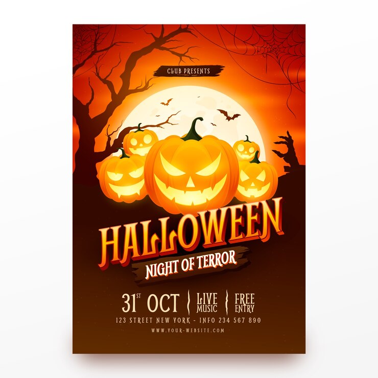Kostenlose Vektor vertikale plakatschablone halloween