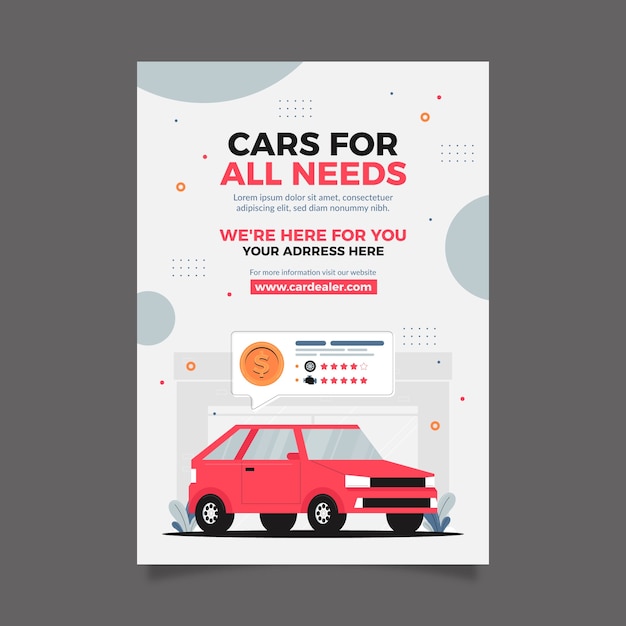 Kostenloser Vektor vertikale plakatvorlage für autohändler