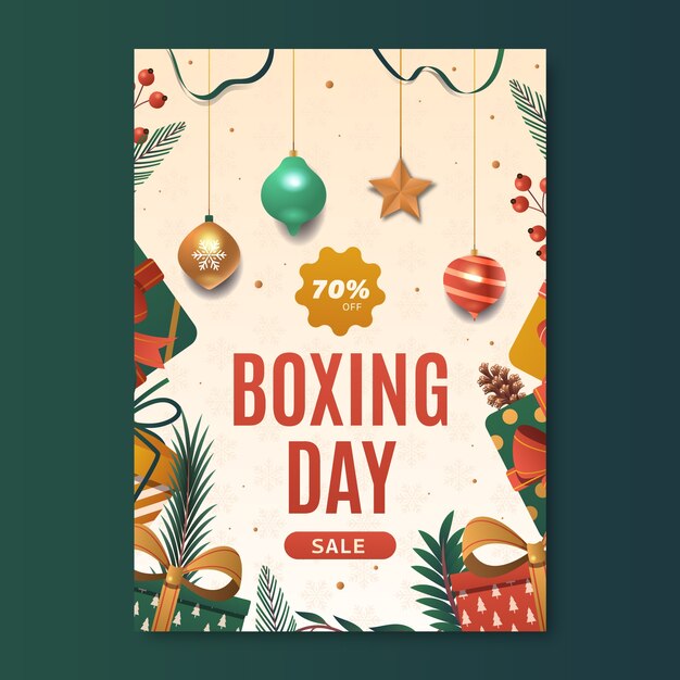 Vertikale Plakatvorlage für Boxing Day mit Farbverlauf