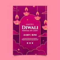 Kostenloser Vektor vertikale plakatvorlage für das diwali-festival im papierstil