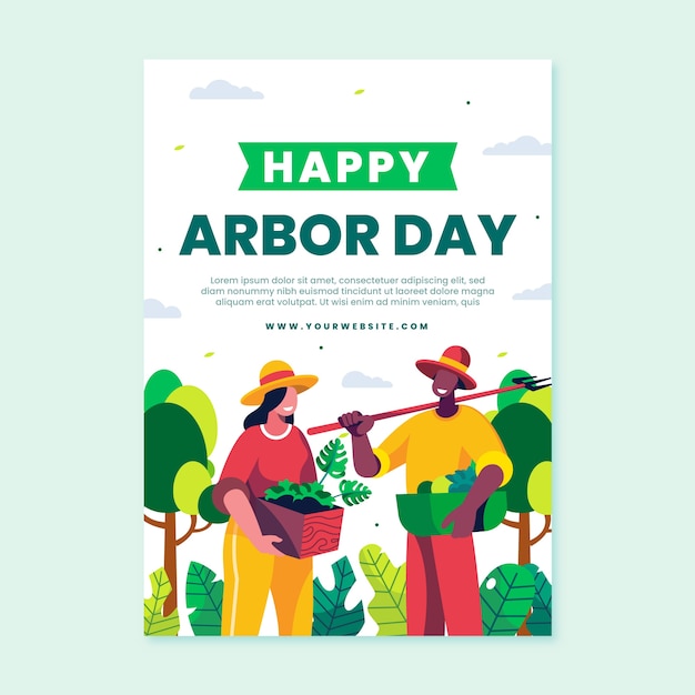 Kostenloser Vektor vertikale plakatvorlage für den flachen arbor day