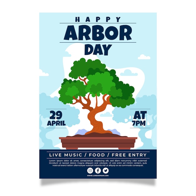 Vertikale Plakatvorlage für den flachen Arbor Day