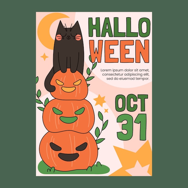 Kostenloser Vektor vertikale plakatvorlage für halloween-feier