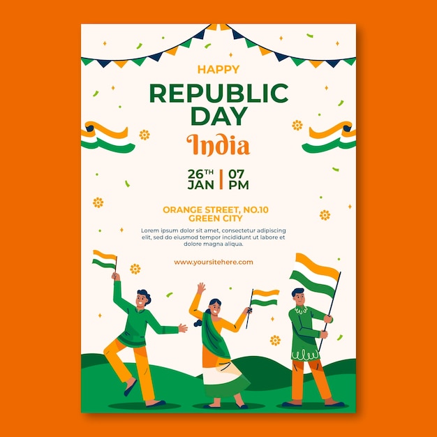 Vertikale postervorlage für die feier des indischen republiktages