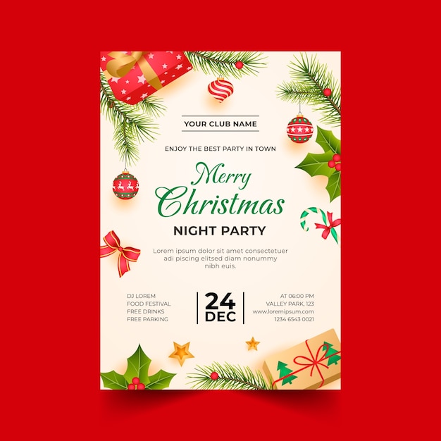 Vertikale Postervorlage mit Farbverlauf für die Weihnachtszeit