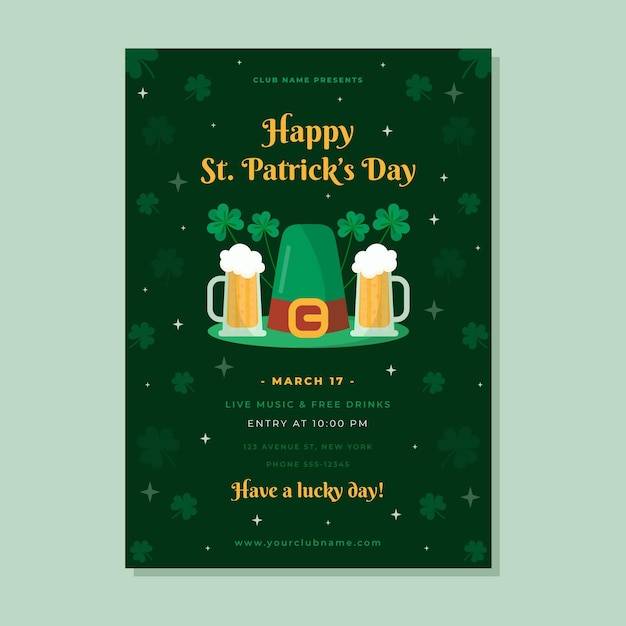 Vertikale st. patrick's day poster vorlage