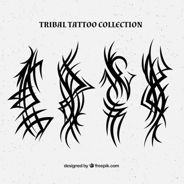 Kostenloser Vektor vertikale tribal tattoo-kollektion