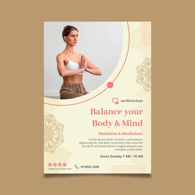 Vertikaler Flyer für Meditation und Achtsamkeit