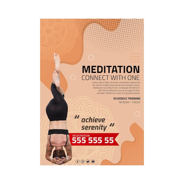 Kostenloser Vektor vertikaler flyer zu meditation und achtsamkeit