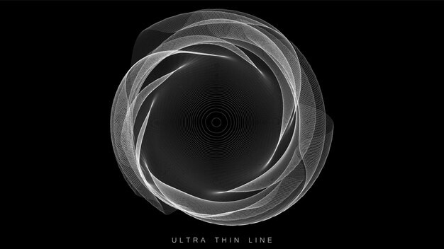 Verzerrte Linienkugeln. dünne Linien-Glitch-Geometrie. Digitaler Strudel des Fraktals 3d. Futuristischer Sound oder Datenwellenform.