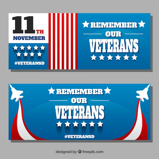Kostenloser Vektor veteranen tag banner