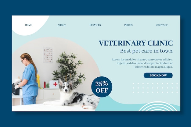 Kostenloser Vektor veterinär-landingpage-vorlage