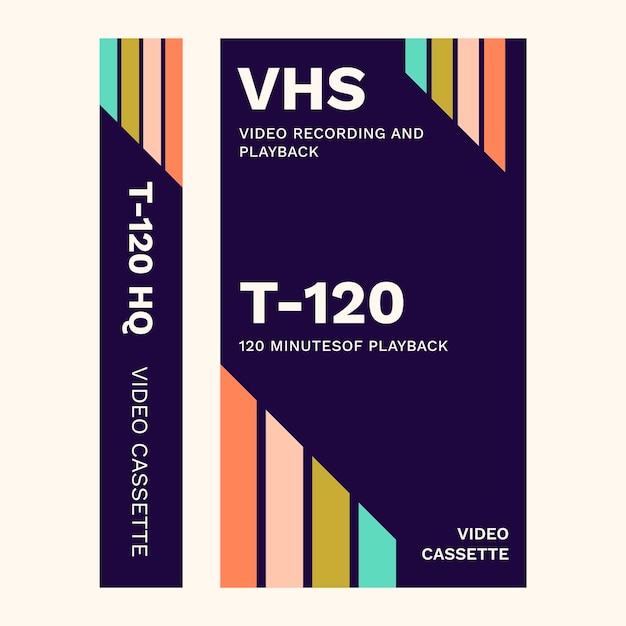 Kostenloser Vektor vhs-cover-vorlage mit flachem design