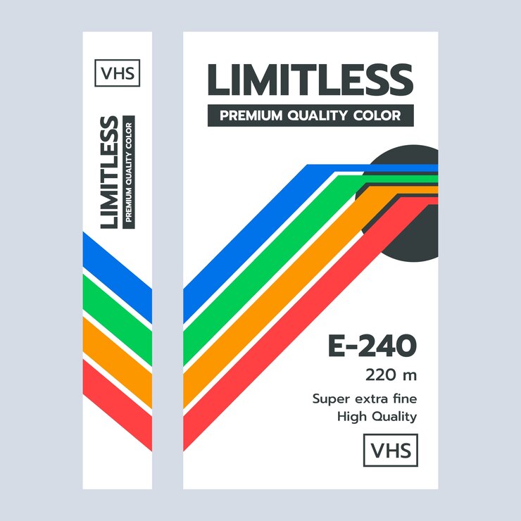 Kostenlose Vektor vhs-cover-vorlage mit flachem design