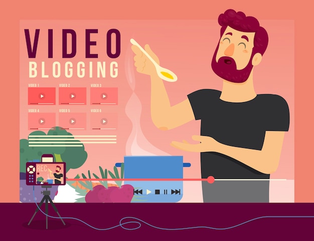 Video-blogging-illustrationskonzept