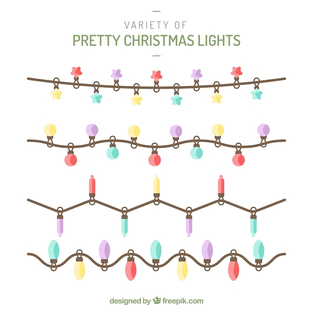 Kostenloser Vektor vielzahl von hübschen weihnachtslichtern