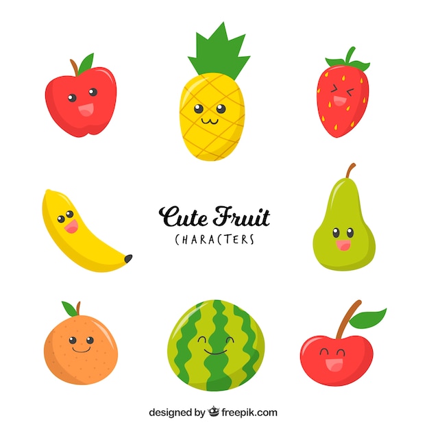 Vielzahl von niedlichen Frucht Zeichen