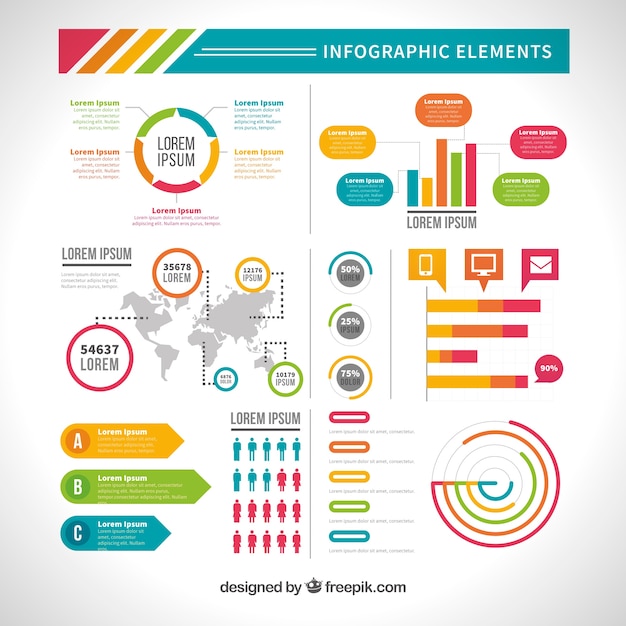 Vielzahl von nützlichen infografischen elementen in flachem design