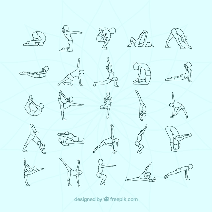 Kostenlose Vektor vielzahl von yoga-stellungen
