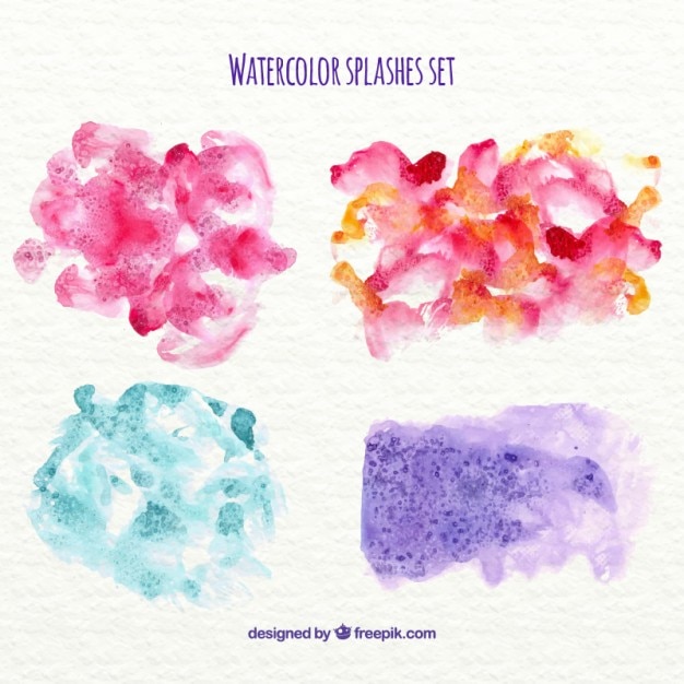 Kostenlose Vektor vier bunte aquarellflecken