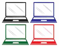 Kostenloser Vektor vier bunte laptops