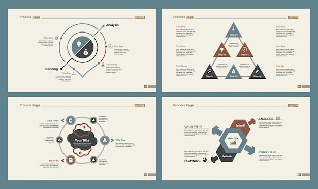 Kostenloser Vektor vier business slide vorlagen set