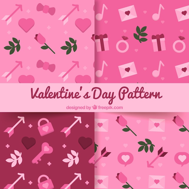 Vier rosa Valentinsgrußtagesmuster