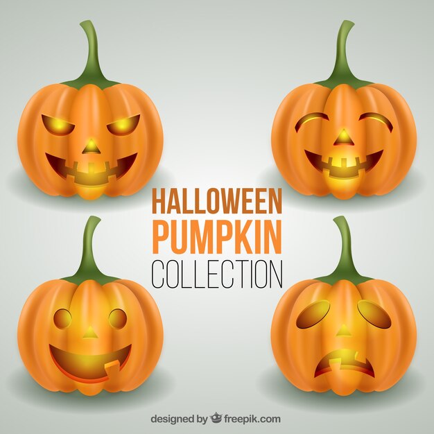 Vier scary Kürbisse für Halloween