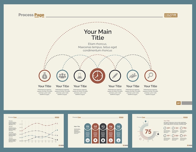 Kostenloser Vektor vier statistiken slide templates set