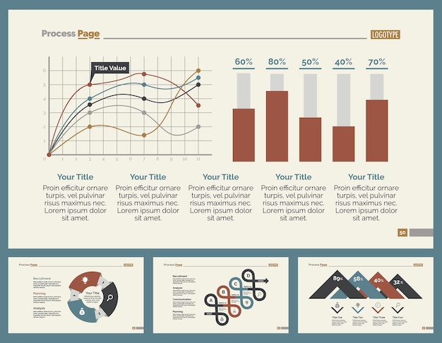 Vier statistiken slide templates set