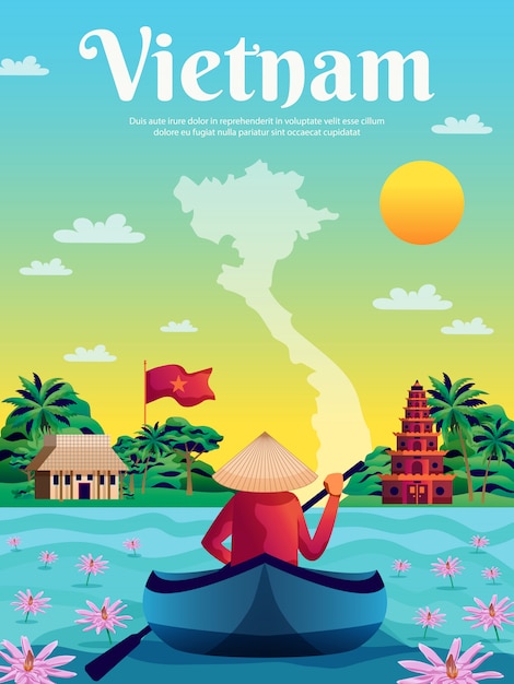 Vietnam farbiges plakat