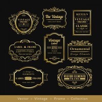 Kostenloser Vektor vinage gold retro logo rahmen abzeichen design-elemente