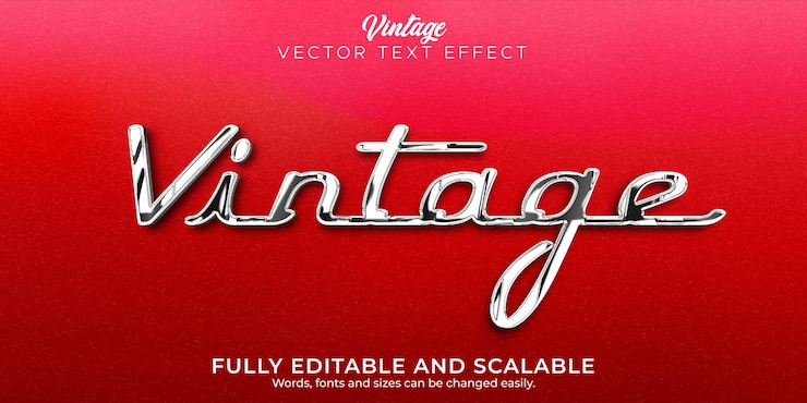Kostenlose Vektor vinatge auto-texteffekt, bearbeitbarer 70er und 80er textstil