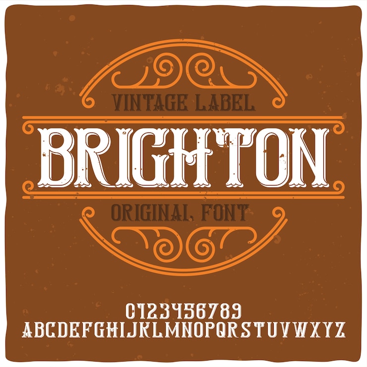 Kostenlose Vektor vintage alphabet und etikettenschrift namens brighton.