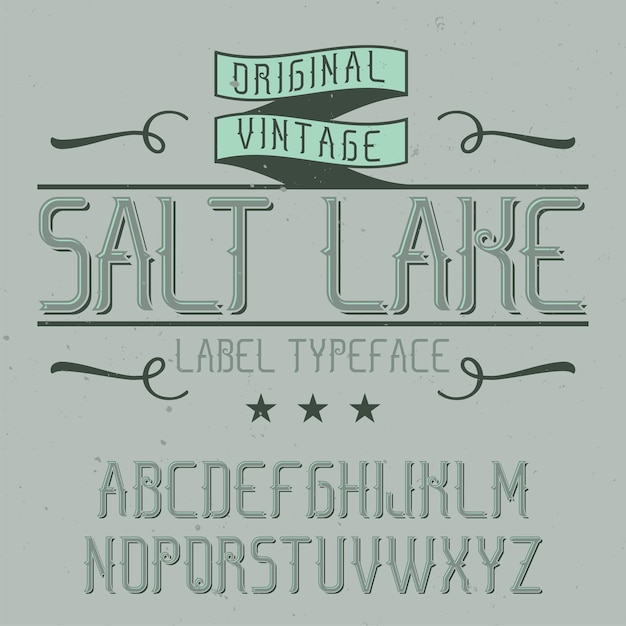 Kostenloser Vektor vintage alphabet und etikettenschrift namens salt lake.