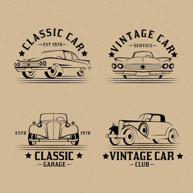 Kostenloser Vektor vintage auto logo sammlung