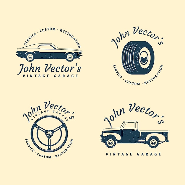 Kostenloser Vektor vintage auto logo sammlung