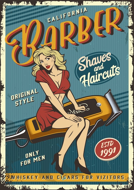 Kostenloser Vektor vintage barbershop poster