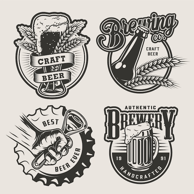Vintage Brauembleme gesetzt
