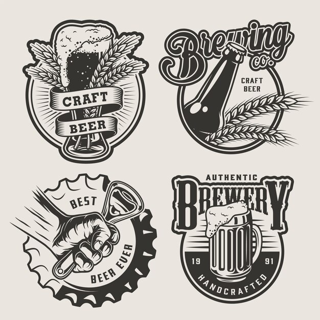 Vintage Brauembleme gesetzt
