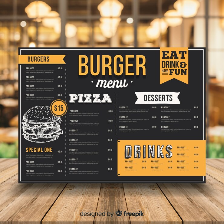 Kostenlose Vektor vintage burger menüvorlage