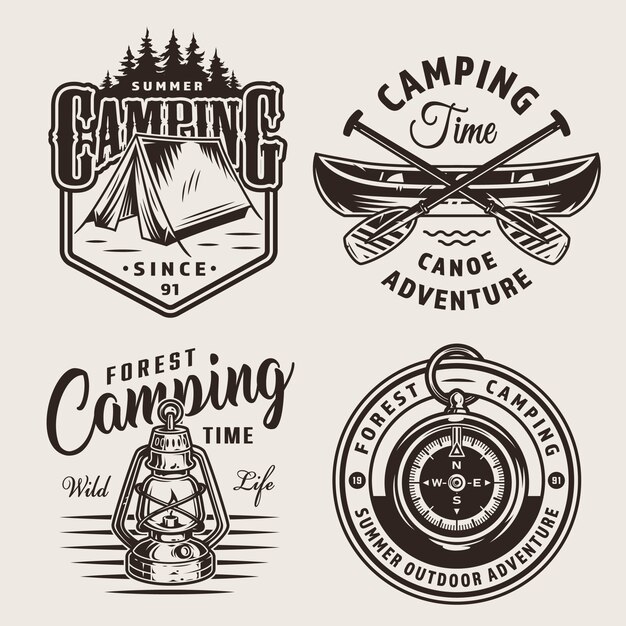 Vintage Campinglogos im Freien