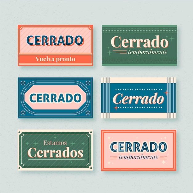 Vintage Cerrado Schild Set
