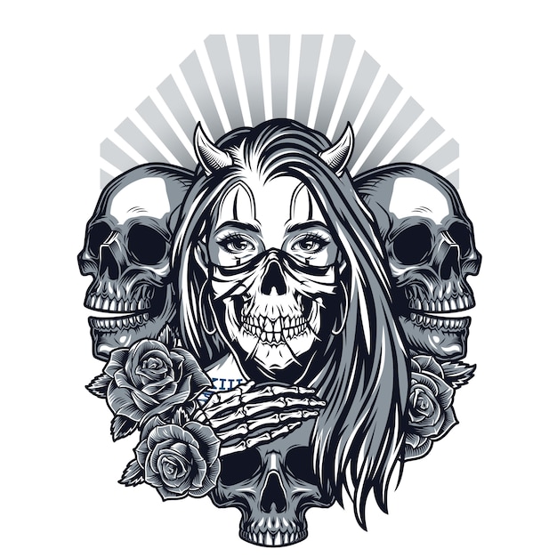 Kostenloser Vektor vintage chicano art tattoo-konzept